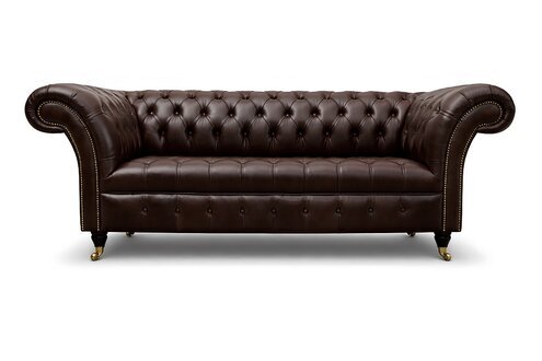 Klassische Polster Möbel Chesterfield Braun Couch Textil Leder 100% Leder Sofort