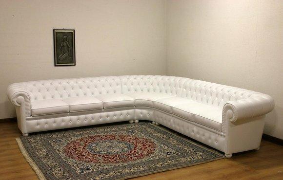 Design Chesterfield Ecksofa Leder 3-E-3 Couch Ledersofa Polster