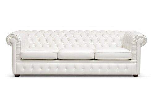 Design Chesterfield Sofagarnitur 3-Sitzer Leder Couch Weiß 100% Leder Sofort