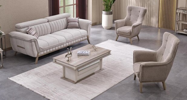 Sofagarnitur Sofa Couch Polster Set Möbel Einrichtung Wohnzimmer Tisch 4tlg.