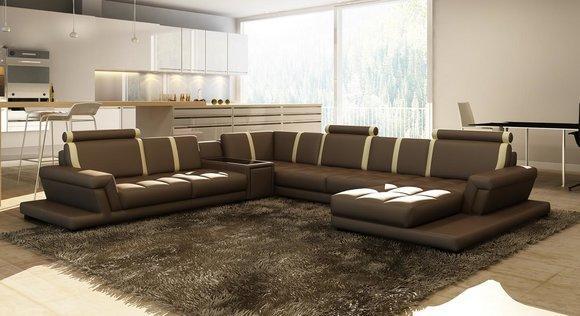 Ledersofa Sofa Couch Polster Wohnlandschaft Designer Ledersofa U Form
