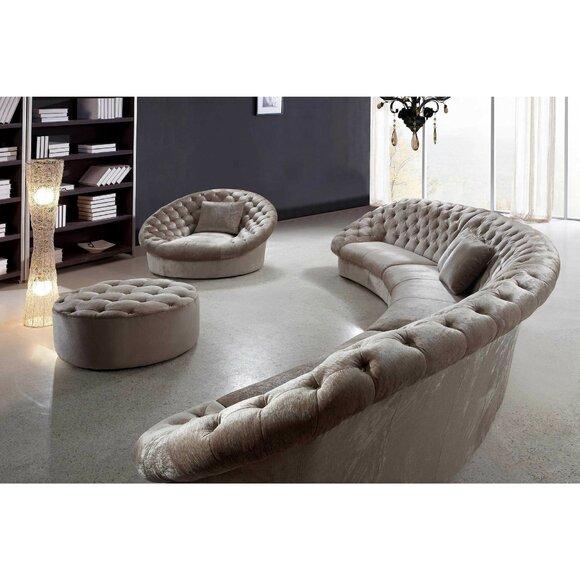 Design Rund Sofa Couch Runde Couchen Sofas Polster Ecksofa Chesterfield 450cm