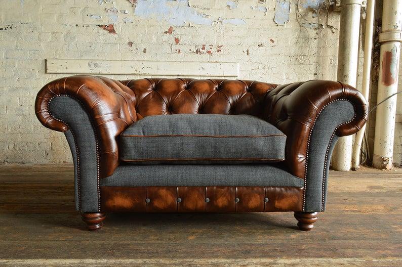 Leder Luxus Fernseh Relax Chesterfield Club Sessel Cheserfield 1 Sitzer Sofort