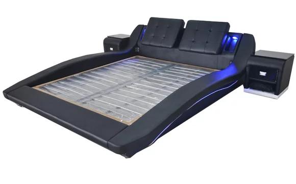 Luxus Leder Design Betten Doppel Bett mit USB Ehe Exclusiv 180x200 cm