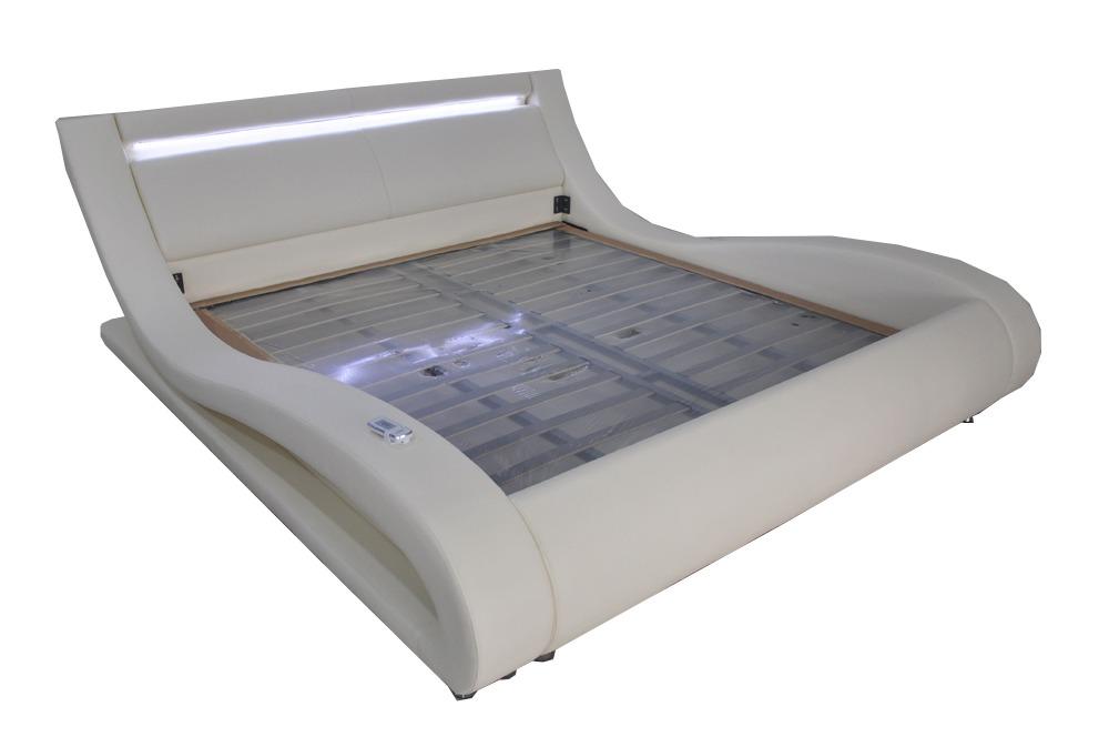 Luxus Leder Design Polster Betten Doppel mit USB Beleuchtet Ehe Bett