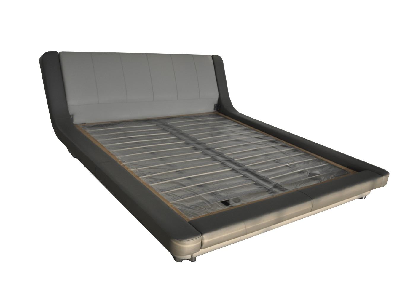 Doppel Luxus Leder Bett + USB Polster Betten Moderne Hotel Multifunktion LB8826