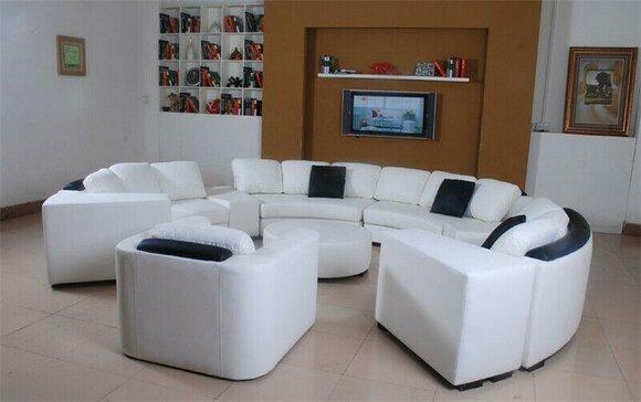 Wohnlandschaft Rund Ecksofa Leder Runde Couch Garnitur Sofa Couch