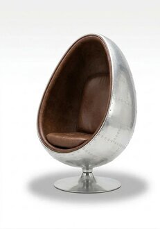 Design Retro Lounge Sessel Sitzer Egg Ball Silber Drehbar Aviator Space Sofort