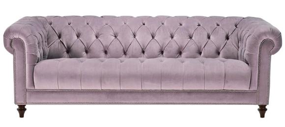 Lila Dreisitzer Stoff Chesterfield Design Couchen Polster Sofas Original Samt