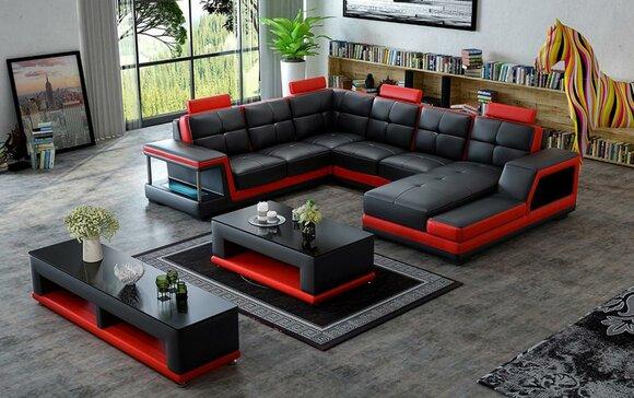 Wohnlandschaft U Form Ecksofa Couchtisch Sideboard Design Big Sofa Neu