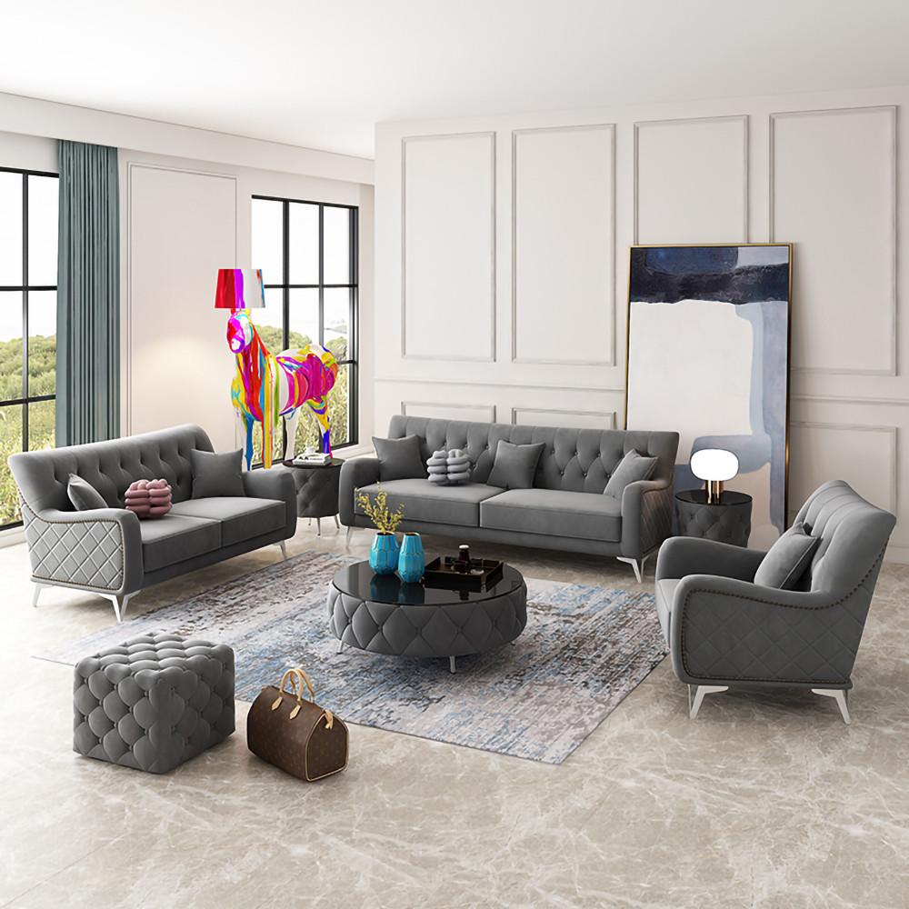 Sofa Couch Samt Polster Sitz 321 Sitzer Design Couchen Sofas Stoff Neu Sofort