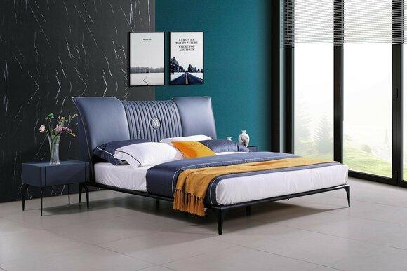 Schlafzimmer Möbel 3tlg. Set Hotel Bett + 2 Nachttische Hochglanz Betten Italien