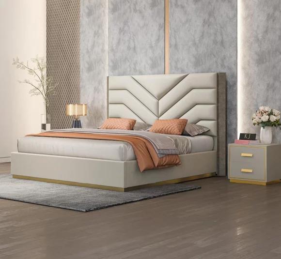 Bett Polster Design Luxus Holz Doppelbetten Ehe Schlafzimmer Leder