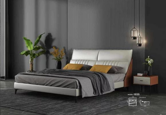 Designer Bett Schlafzimmer Betten Textil Leder Hotel Luxus Samt Weiß
