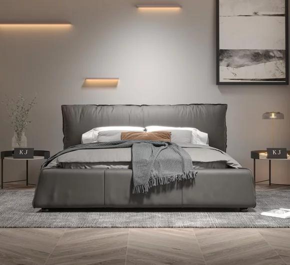 Design Leder Bett Doppel Ehe Modernes Hotel Luxus Schlaf Zimmer Betten