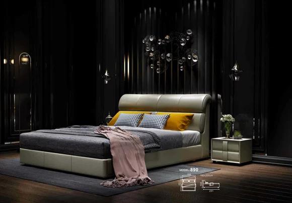 Luxus Bett Schlafzimmer Leder Polster Doppel Betten Holz 180x200cm
