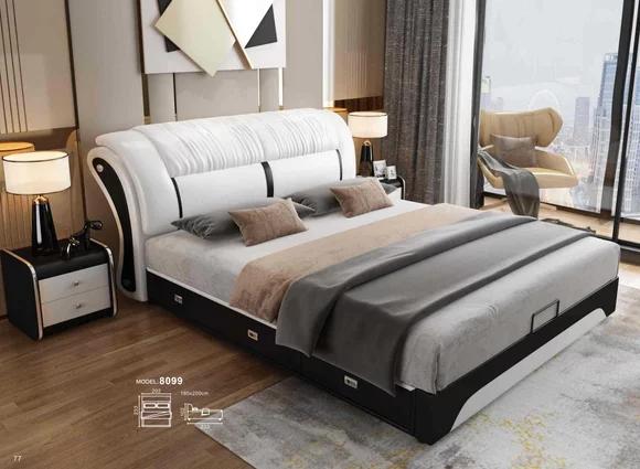 Bett Polster Design Luxus Doppel Hotel Zimmer Leder 180x200cm Betten