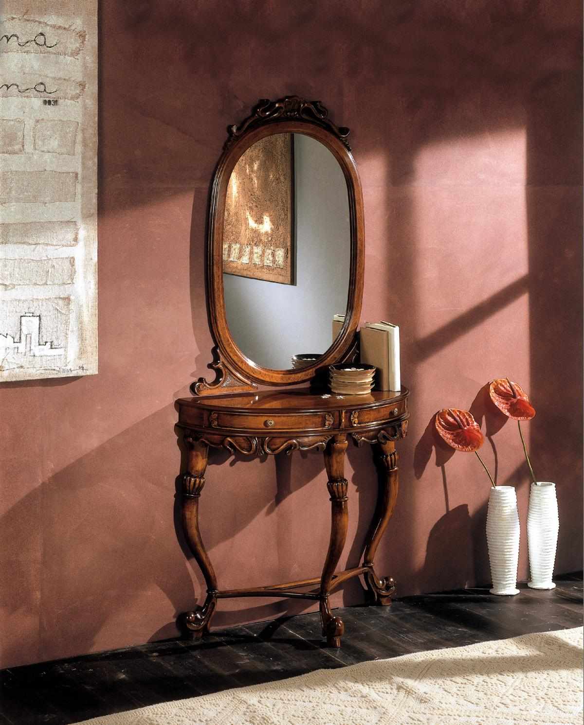 Tische Konsolen Tisch Side Zimmer Holz Spiegel + Konsolentisch Kommoden