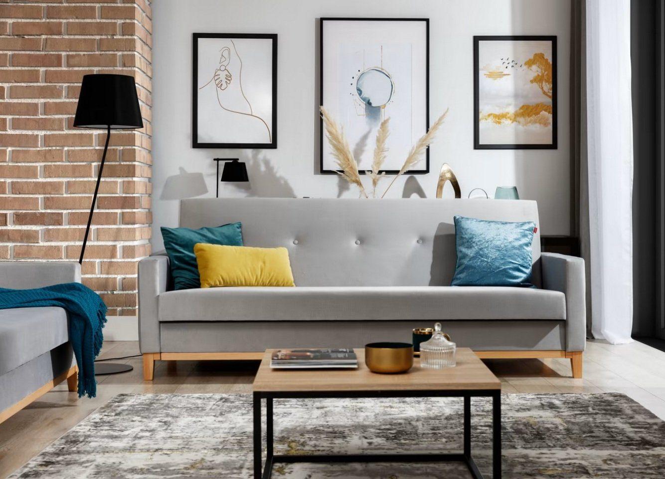 Sofa 3 Sitzer Couch Textil Polster Stoff Bettfunktion Schlafsofa Modern Neu Sofort