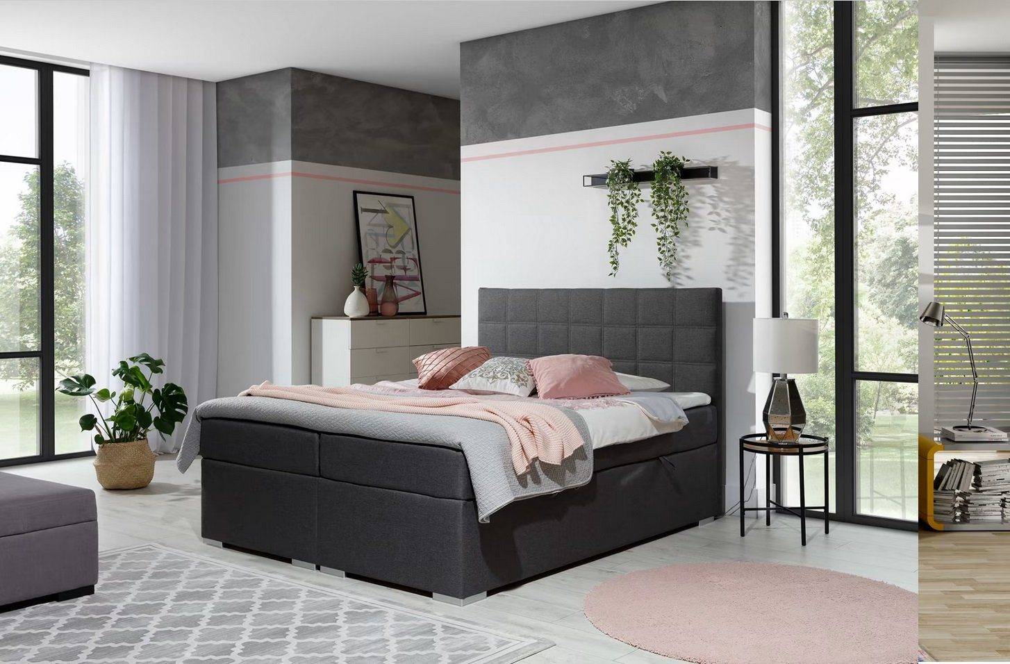 Doppelbett mit Federkernmatratze Designer Bett Schlafzimmer Design Möbel Modern Luxus Betten Sofort