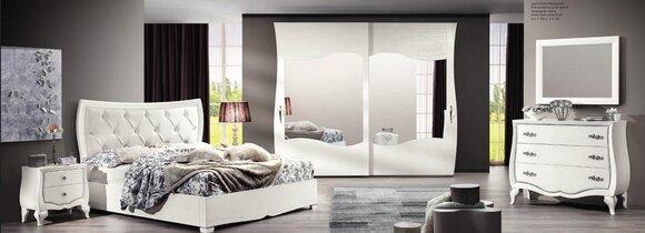 Garnitur Schlafzimmer Bett Nachttisch Kleiderschrank Kommode Spiegel Set 6tlg