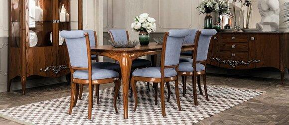 Möbel Möbelgruppe Tisch mit Stühlen + 6 Esstischset 7tlg. Esszimmer