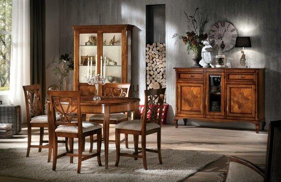 Esszimmer Stuhlset 4x Vitrine Gruppe Esstischset Vitrine 7teilige Kommode