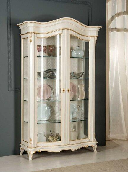 Vitrinen Glas Schrank Vitrine Wohnzimmer Holz Anrichte Italienische Möbel Regal