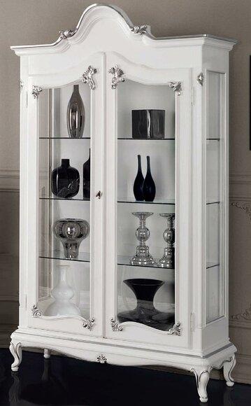 Massive Holz Vitrinen Glas Schrank Echtholz Vitrine Wohnzimmer Möbel Anrichte