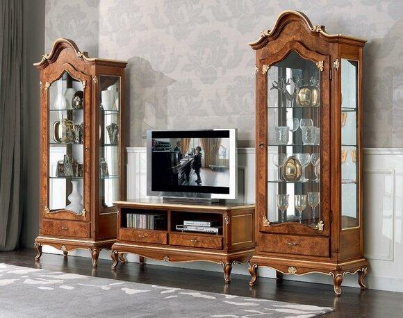 Wohnwand Set 3tlg. Wohnzimmer rtv Vitrine Anrichte Regal Luxus Wandschränke