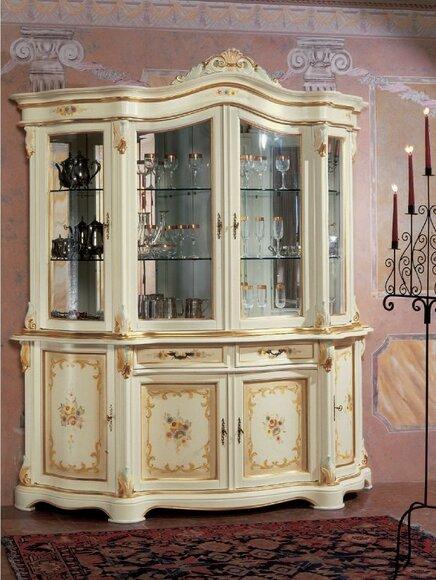 Vitrinen Glas Schrank Vitrine Wohnzimmer Holz Anrichte Italienische Möbel Regal