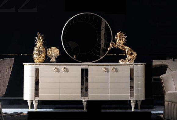 Kommode Spiegel Holz Kommoden Garnitur Modern Schrank Konsole Möbel Neu Set 2tlg