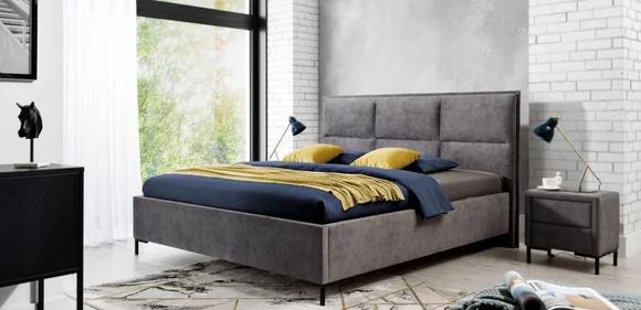 Bett Grau Schlafzimmer Holz Möbel Textil Klassische Art déco Stil