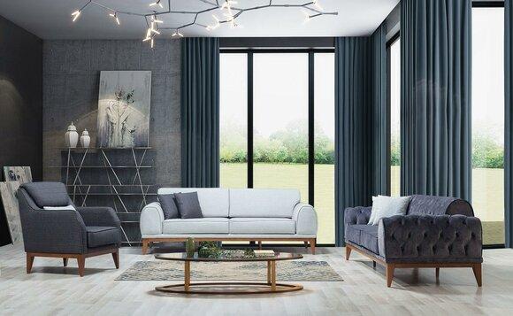 Moderne Sofagarnitur Designer Dreisitzer Einsitzer Luxus 3-er Sessel