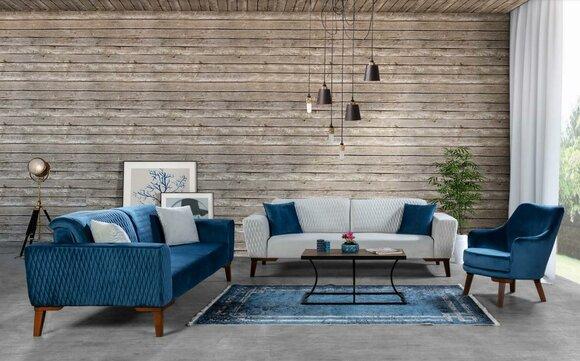 Sofagarnitur 3+3+1 Sitzer Komplette Sofa Sessel Textil Sofas Set 3tlg