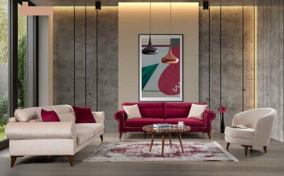 Garnitur Set Sofagarnitur 3+3+1 Sitz Sofas Sessel Stoff 3tlg Couchen