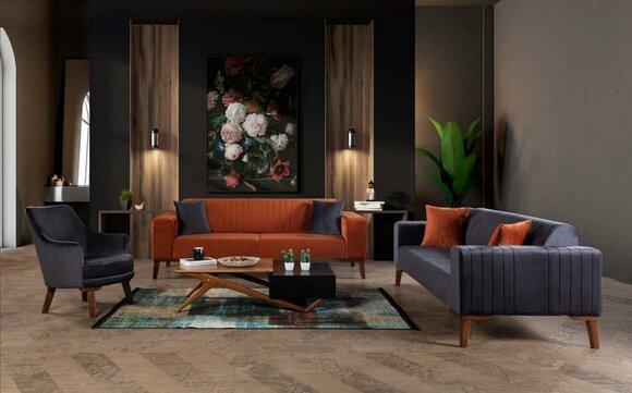 Sofagarnitur 3+3+1 Sitz Sofa Garnitur Stoff Set Polster Textil 3tlg