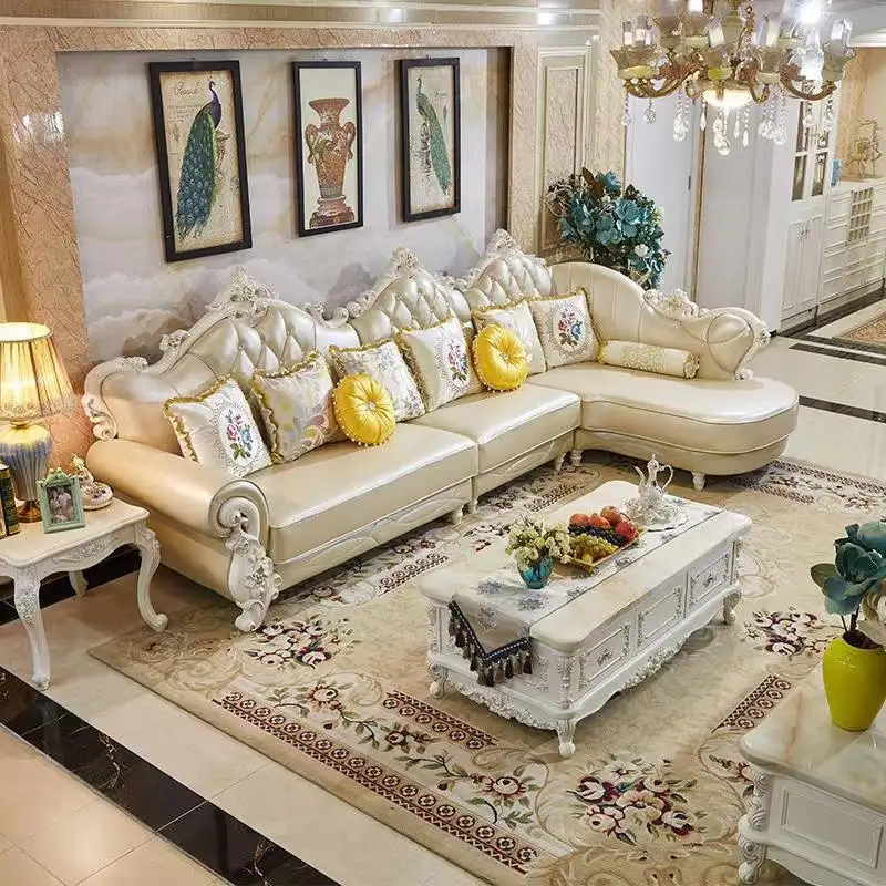 Klassische Ecksofa Couch Polster Ledersofa Sofa Barock Chesterfield