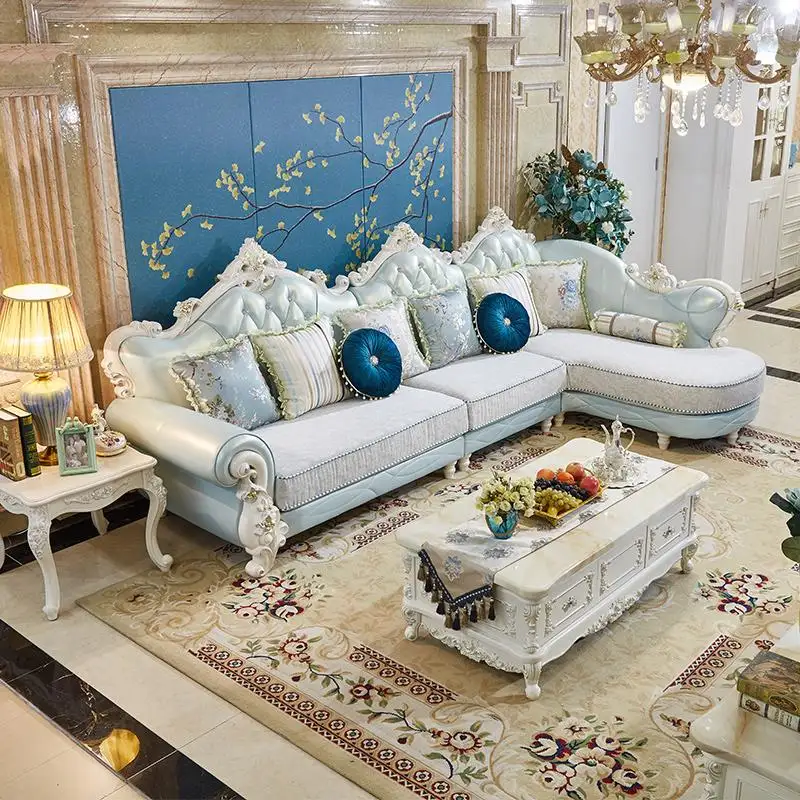 Klassische Ecksofa Couch Polster Sofa Barock Chesterfield Leder Mix