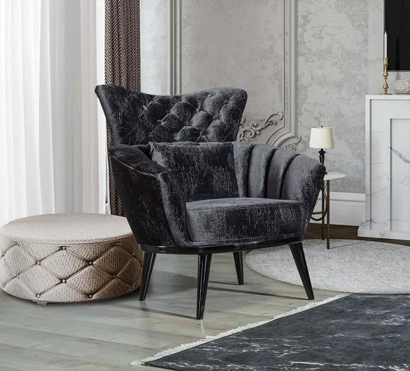 Möbel Design Sessel Modern Design Sessel Textil Wohnzimmer schwarz