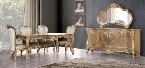 Esszimmer Esstisch Stuhl Gruppe Garnitur Set Holz Tisch Kommode Spiegel Set 7tlg