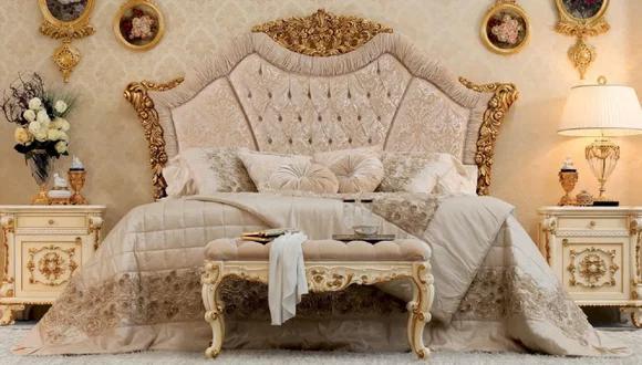 Luxus Doppelbett Bett Stoff Betten Bettrahmen Holz Schlafzimmer Barock