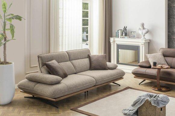 Dreisitzer Sofa 3 Sitzer Sofas Grau Stoff Wohnzimmer Luxus Sitz Modern