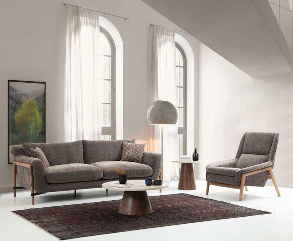 Sofas Sofagarnitur 2 Sitzer Sessel Zweisitzer Stoff Wohnzimmer Grau