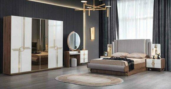 Komplette Schlafzimmer Möbel Bett Schrank Kommode Nachttisch 5tlg.