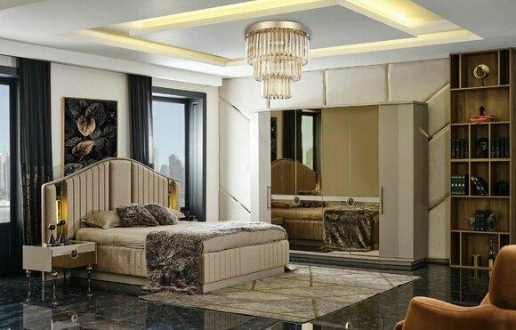 Schlafzimmer Luxus Möbel Set Bett 2x Nachttische Kleiderschrank Schrank