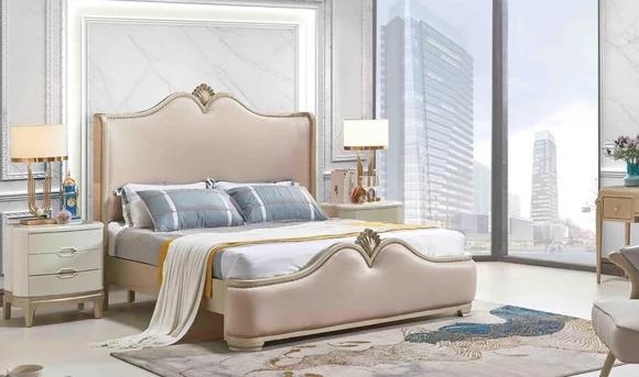 Bettgestell Betten Doppel Bettrahmen Beige Bett Möbel Doppelbetten