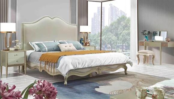 Bettrahmen Doppel Bettgestell Bett Holz Betten Beige Doppelbetten