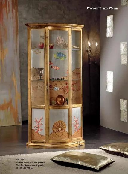 Klassische Vitrine Glas Holz Schrank Vitrine Luxus Möbel Gold Italien