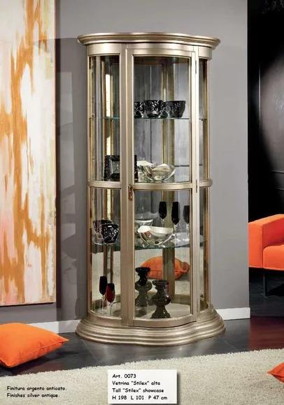 Klassisch Vitrinen Glas Schrank Vitrine Holz Wohnzimmer Luxus Braun